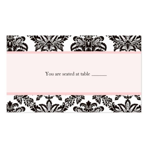 Modern Pink elegant damask place card Business Card (front side)