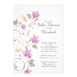 Modern Pink Floral Girl Baby Shower Invitation