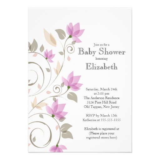 Modern Pink Floral Girl Baby Shower Invitation