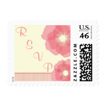 Modern Pink Floral RSVP postage