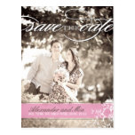 Modern Pink Floral Save the Date Postcard