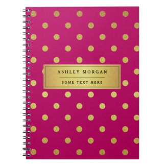 Modern Pink Gold Glitter Polka Dots Note Book