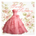 Modern Pink Gown Sweet 16th Birthday Invitation