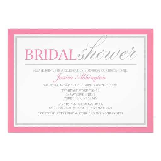 Modern Pink & Gray Bridal Shower Invitations