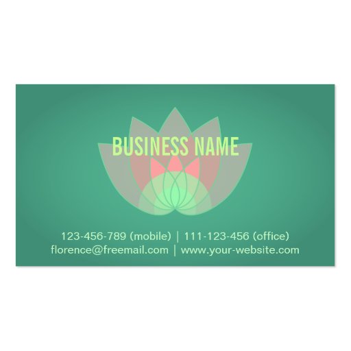 Modern, Pink Lotus Flower, Wellness Industry Business Card (back side)