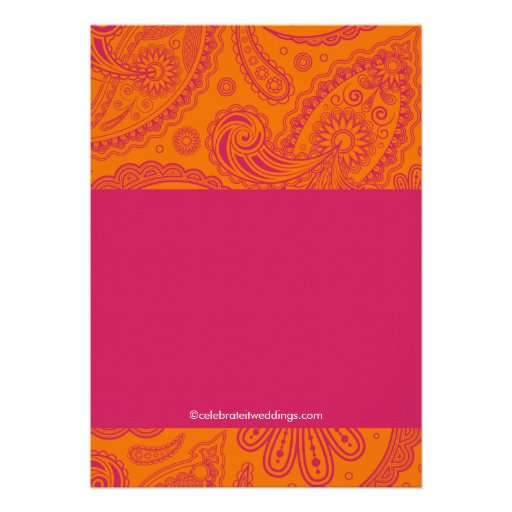 Modern Pink Orange Paisley Engagement Invitations