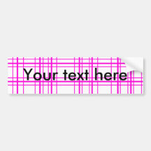 Modern pink plaid on white background bumper stickers