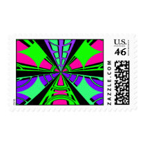 Modern pink purple green black semi-circle design postage stamps