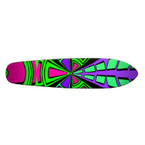 Modern pink purple green black semi-circle design skate board deck