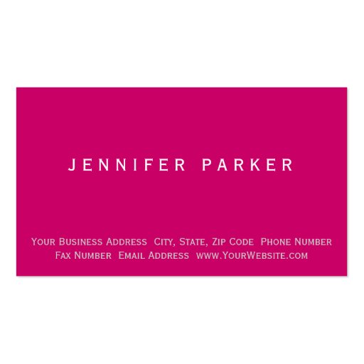 Modern Pink Purple Simple Plain Business Card (front side)