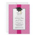 Modern Pink Stripe Graduation Party Invitation invitation