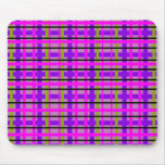 Modern pink violet and green plaid mousepad