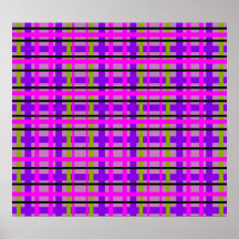 Modern pink violet and green plaid posters