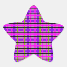 Modern pink violet and green plaid stickers