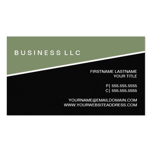 Modern Pinstripe Business Card Template (Moss) (front side)