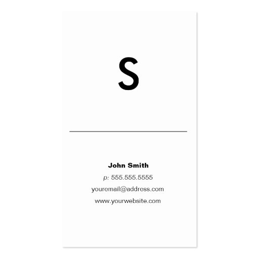 Modern Plain Initial Personal or Company Card Business Card Template (front side)