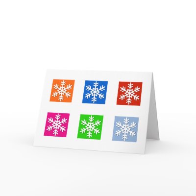 Modern Pop Art Color Block Snowflake Holiday Cards by mariannegilliand