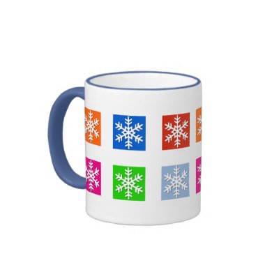 Modern Pop Art Color Block Snowflake Holiday Mug by mariannegilliand