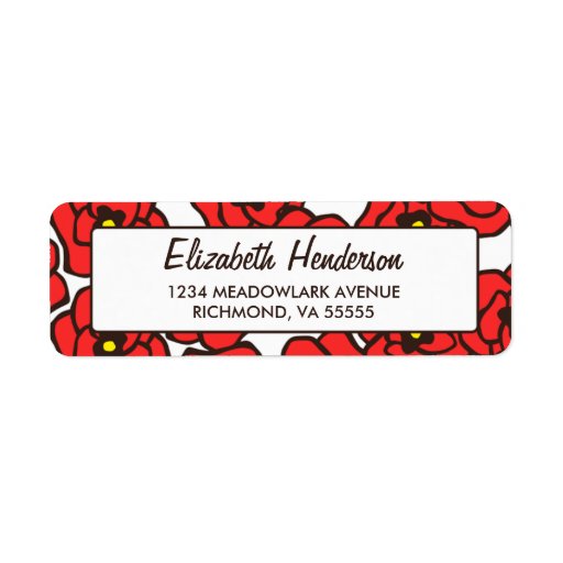 Modern Poppies Floral Print Return Address Labels