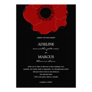 Modern Poppy Wedding Invitations (Red/Black)
