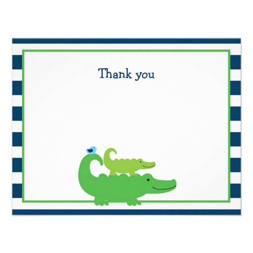 Modern Preppy Alligator Flat Thank You Note Cards