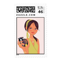 Modern Princess Postage Stamp Art