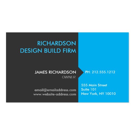 MODERN & PROFESSIONAL BLUE/DK GRAY Business Card (front side)