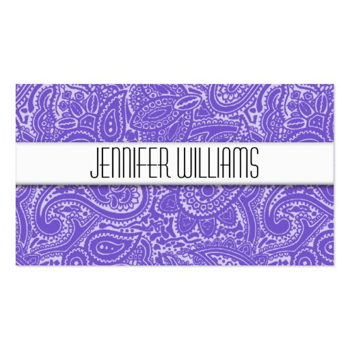 Modern Professional Lavender Paisley Business Card (front side)
