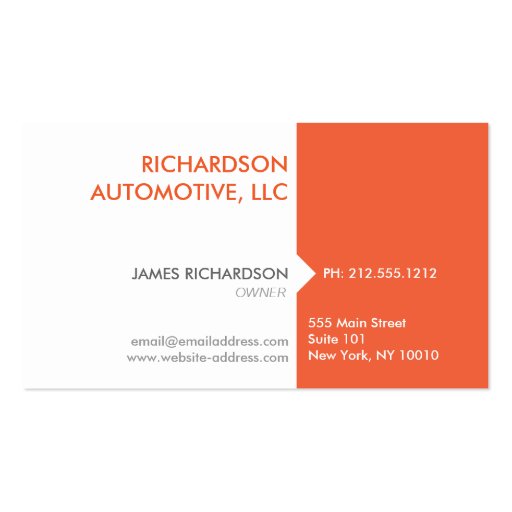 MODERN & PROFESSIONAL ORANGE/WHITE Business Card (front side)
