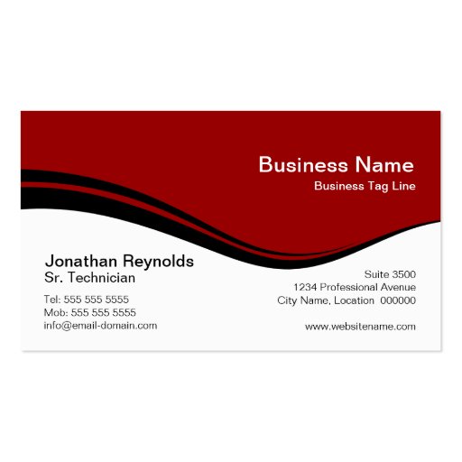 Modern Professional Red Business Cards (front side)