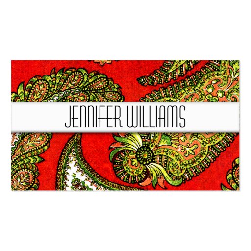 Modern Professional Red Paisley Business Cards