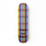 Modern purple and blue plaid skateboards
