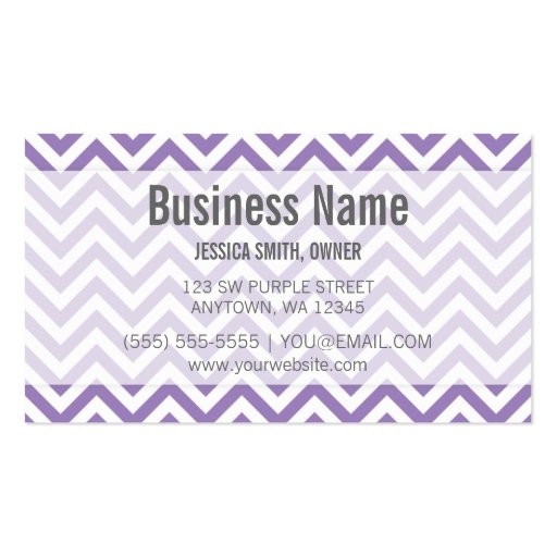Modern Purple and White Chevron Pattern Business Card Template (front side)