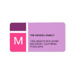 Modern purple berry color block monogram address labels