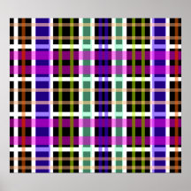 Modern purple black and pink plaid print