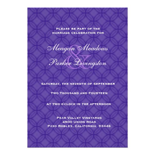 Modern Purple Circles Wedding R123 Card