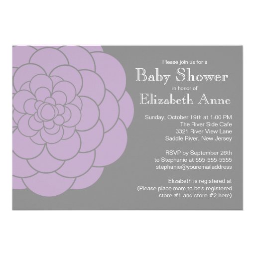 Modern Purple Dahlia Bloom Floral Girl Baby Shower Card