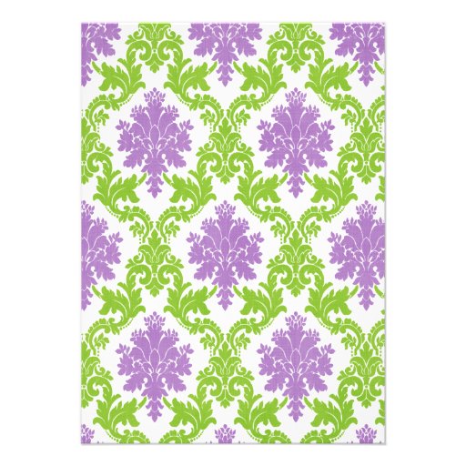 Modern Purple Damask Beautiful Bride Bridal Shower Announcement