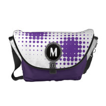 Modern Purple Dots Monogram Rickshaw Messenger Bag
