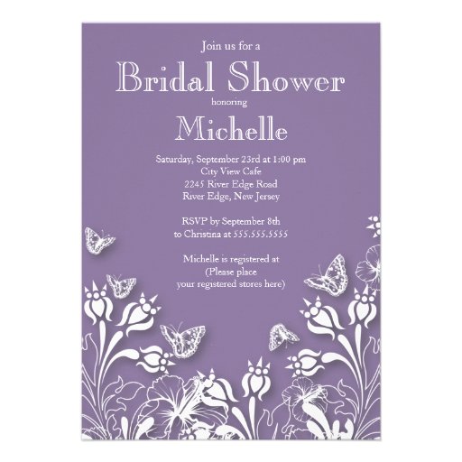 Modern purple Floral Bridal Shower Invitation