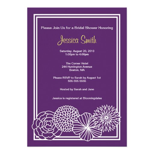 Modern Purple Floral Bridal Shower Invite