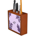 Modern Purple Floral with Initials Pencil Holder