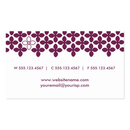 Modern Purple Flower Business Card (back side)