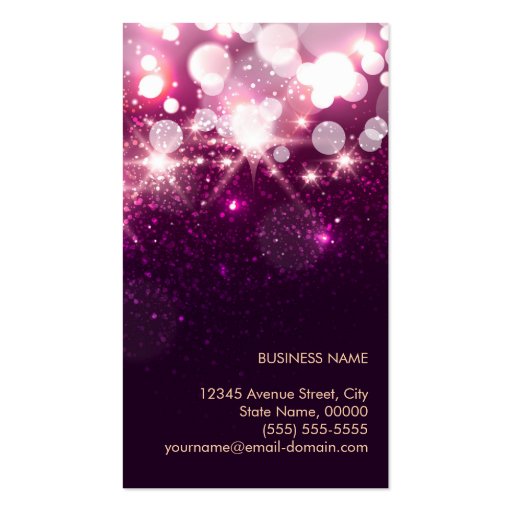 Modern Purple Glitter Sparkle Bold Business Cards (back side)