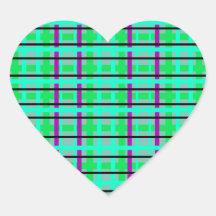 Modern purple gray and green plaid stickers