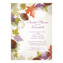 Modern Purple Leaf Bridal Shower Invitation