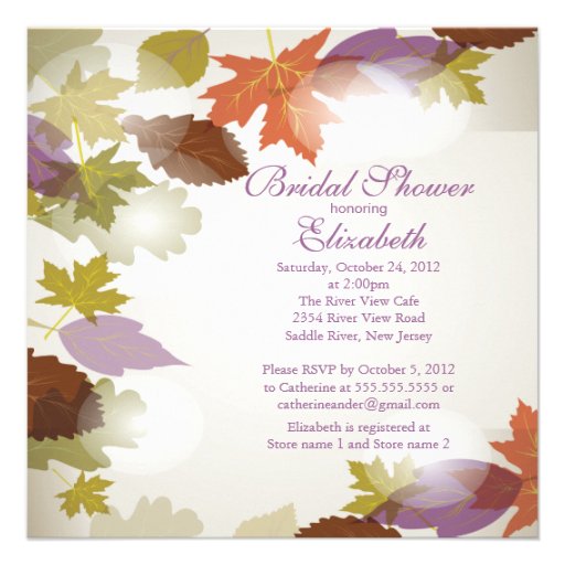 Modern Purple Leaf Bridal Shower Invitation
