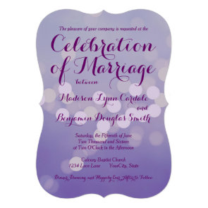 Modern Purple Lilac Bokeh Dots Wedding Invitations