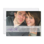Modern Purple Monograms Photo Wedding Invitations