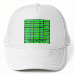 Modern purple neon green and green plaid hats